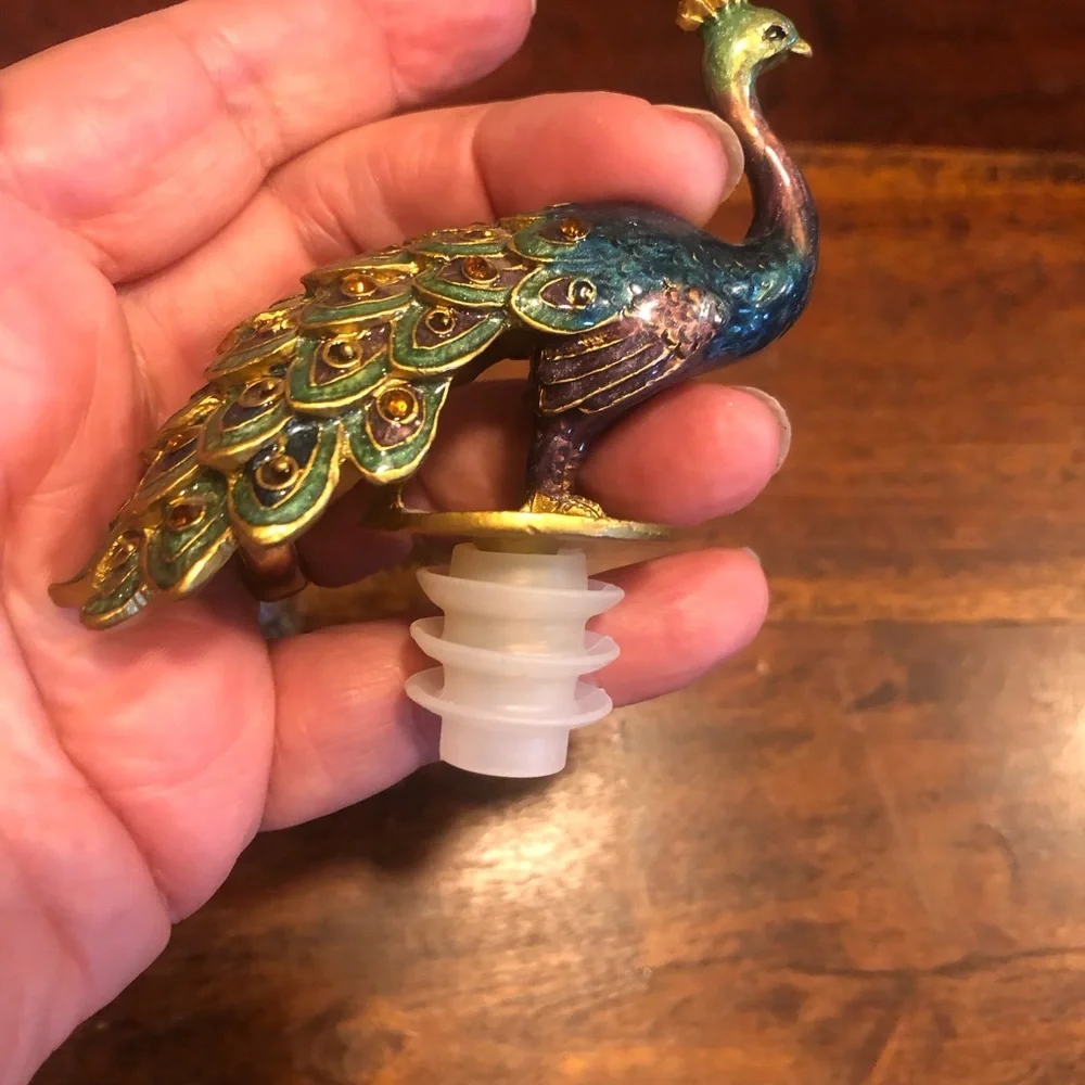Pier 1 Imports Peacock Perfume Bottle ( EMPTY) 5 1/2” x 2 1/2”